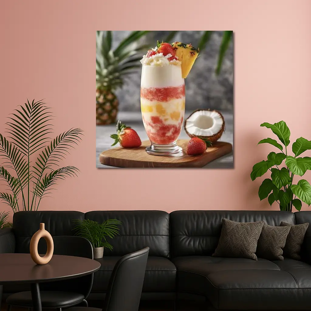 Tropical Strawberry Pineapple Coconut Layered Drink – Wall Art