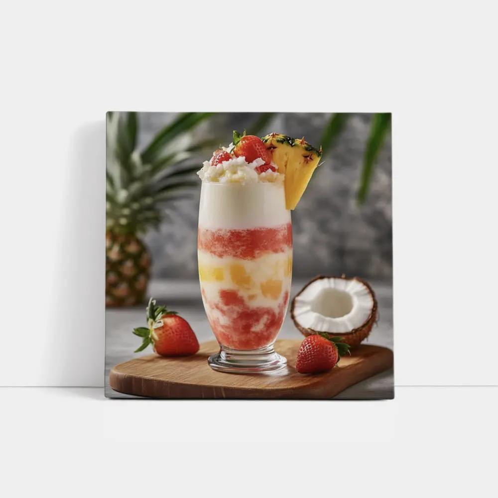 Tropical Strawberry Pineapple Coconut Layered Drink – Wall Art