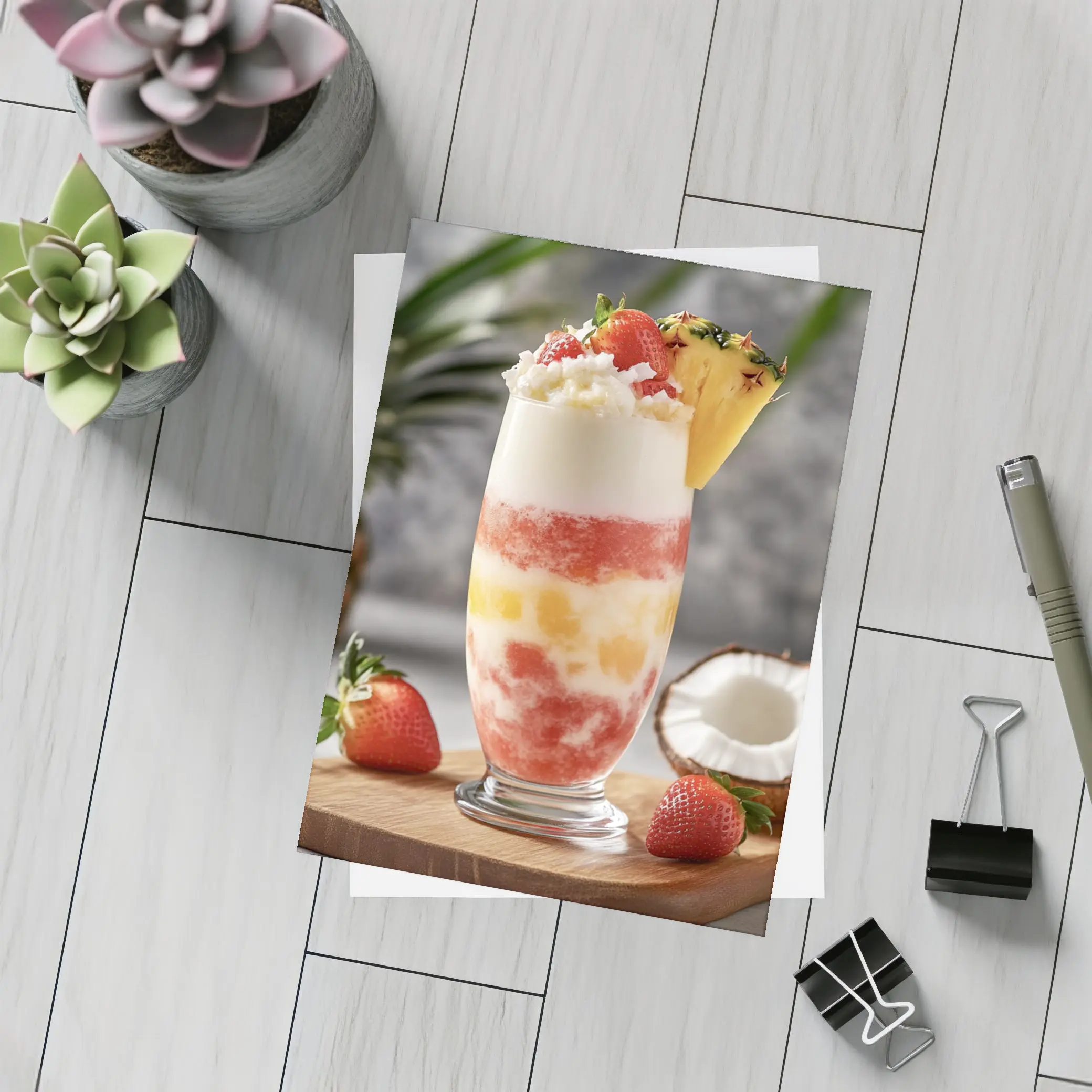 Tropical Strawberry Pineapple Coconut Layered Drink – Postcards