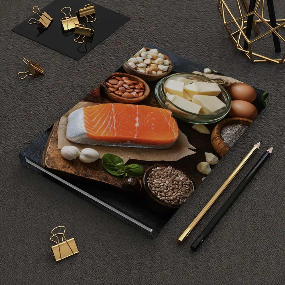 Salmon Eggs Nuts Seeds Food Dark Background – Notebooks