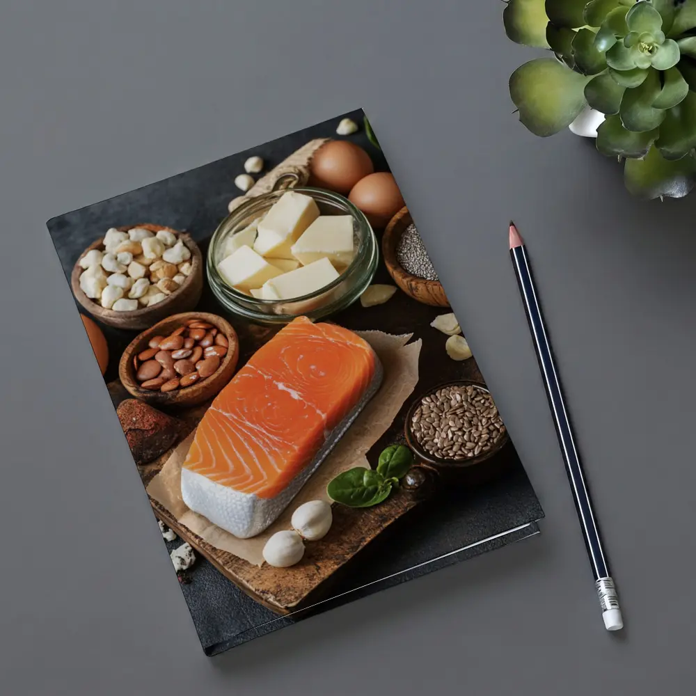 Salmon Eggs Nuts Seeds Food Dark Background – Notebooks