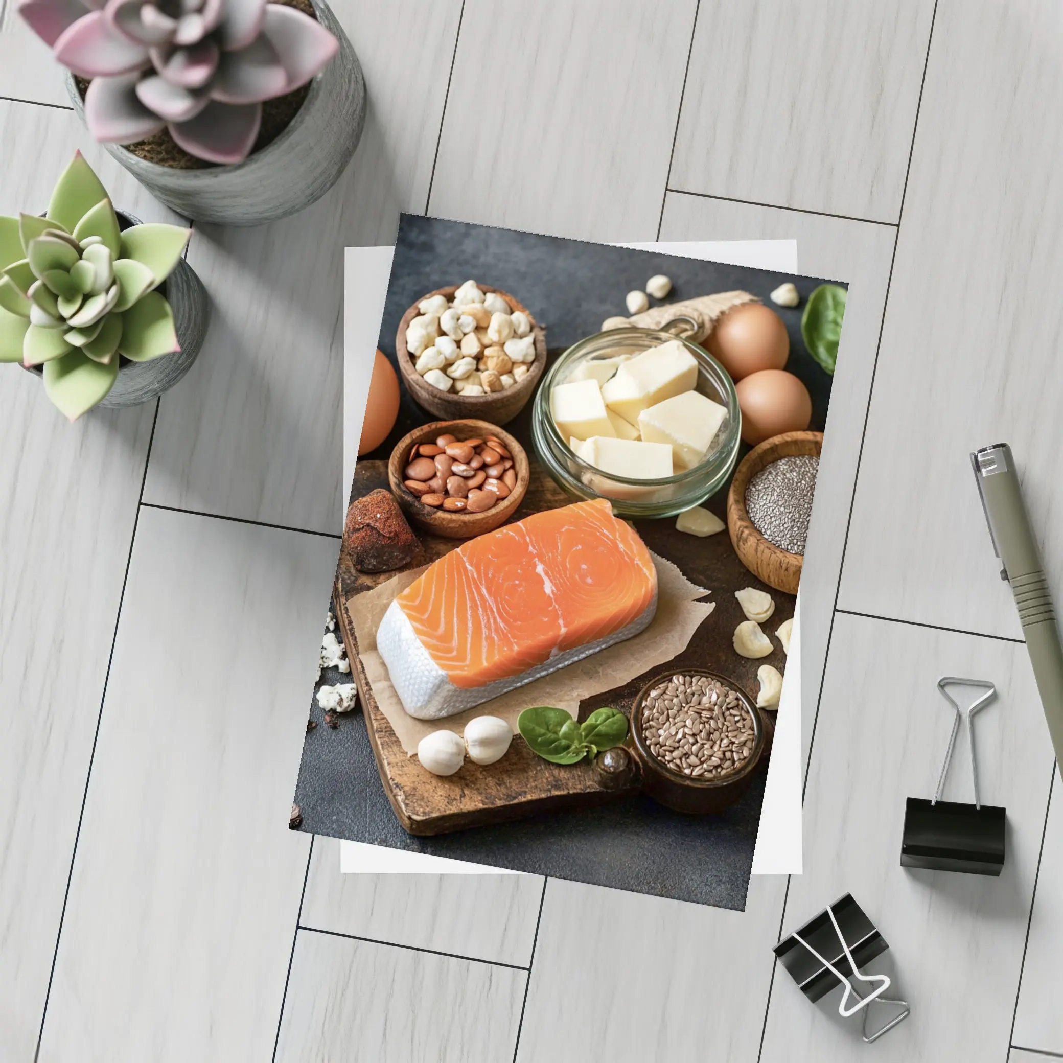 Salmon Eggs Nuts Seeds Food Dark Background – Postcards