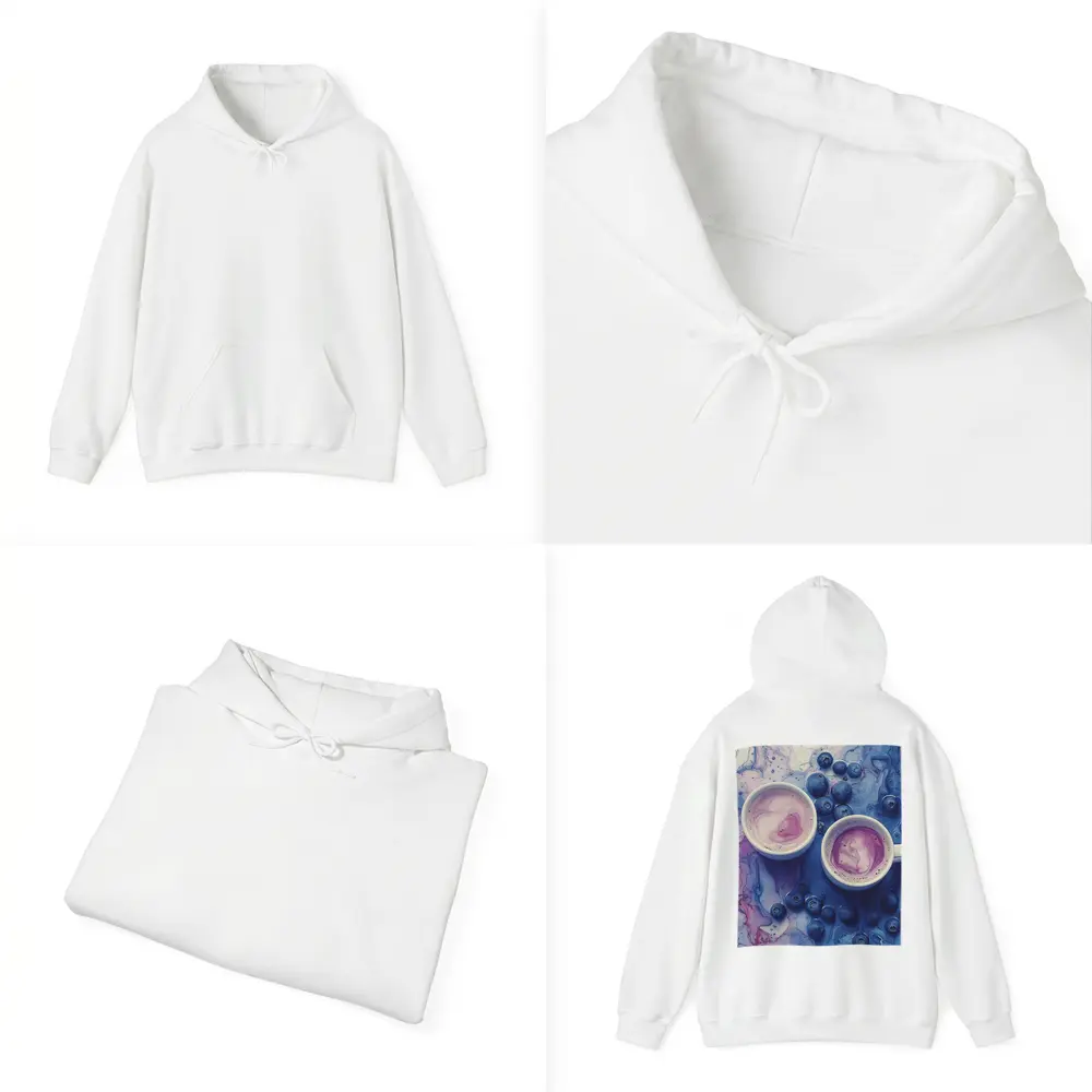Blueberry Latte Cups Blue Marble Background – Hoodies