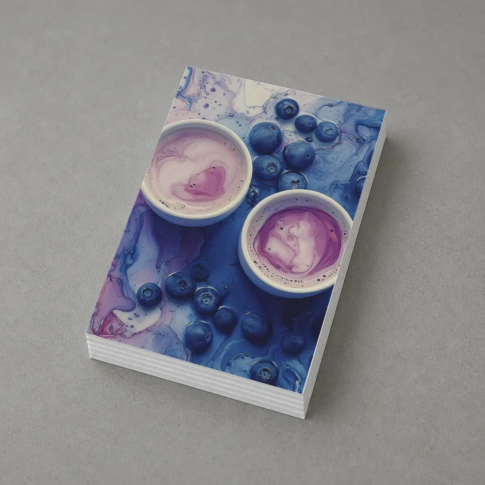 Blueberry Latte Cups Blue Marble Background – Postcards