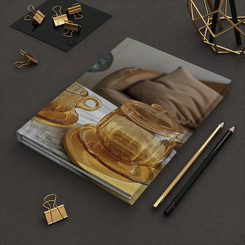 Amber Glass Tea Set Marble Table – Notebooks