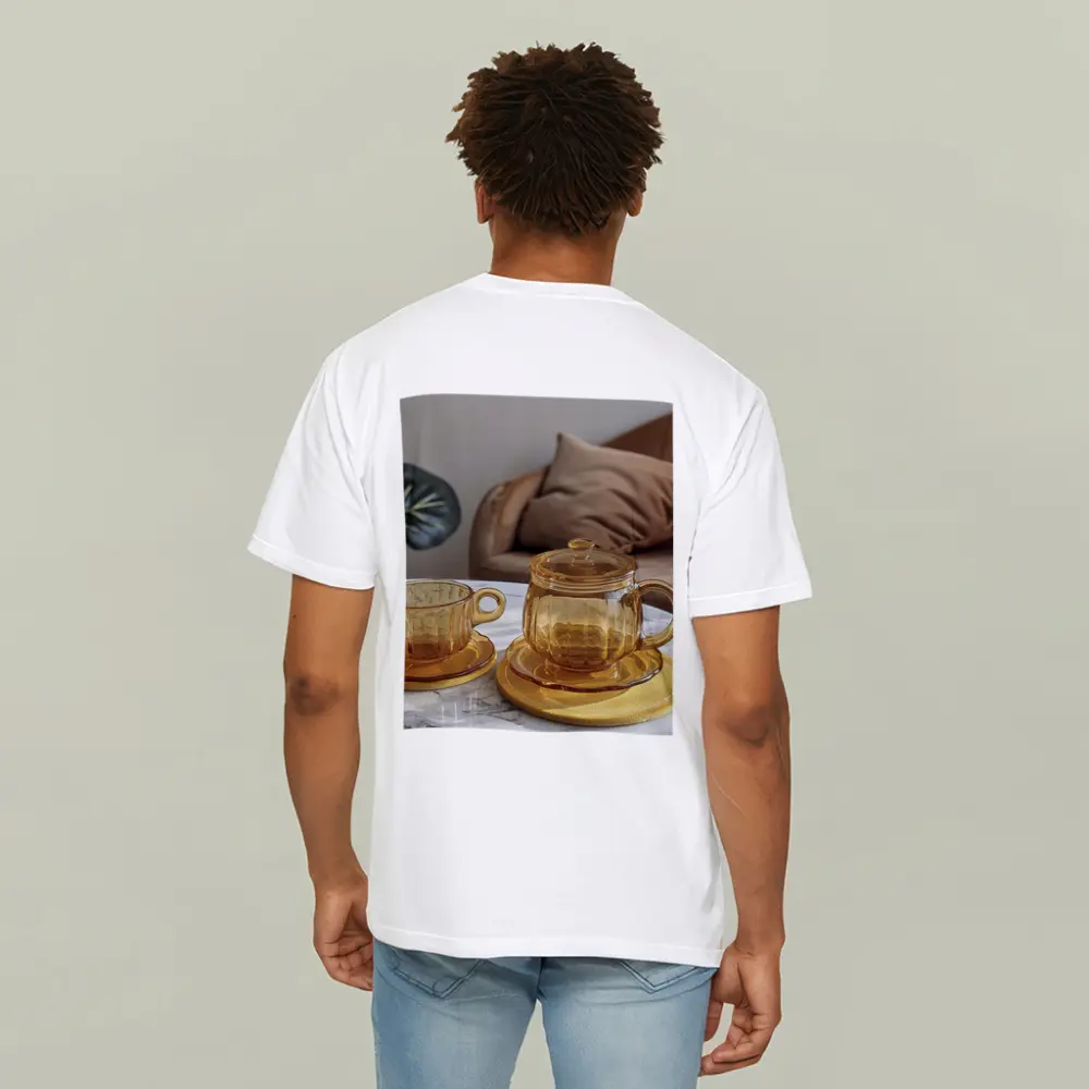 Amber Glass Tea Set Marble Table – T-Shirts