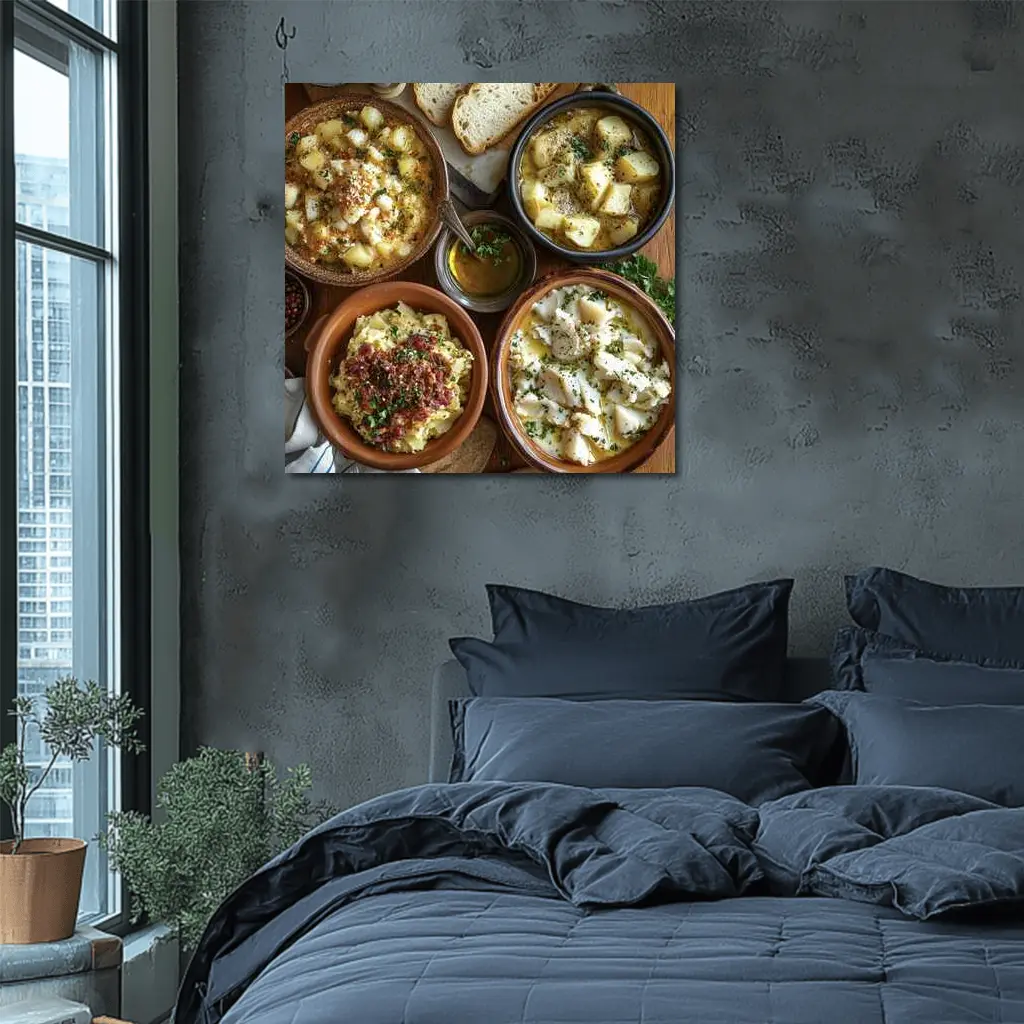Bacalhau Cod Dishes Rustic Wooden Table – Wall Art