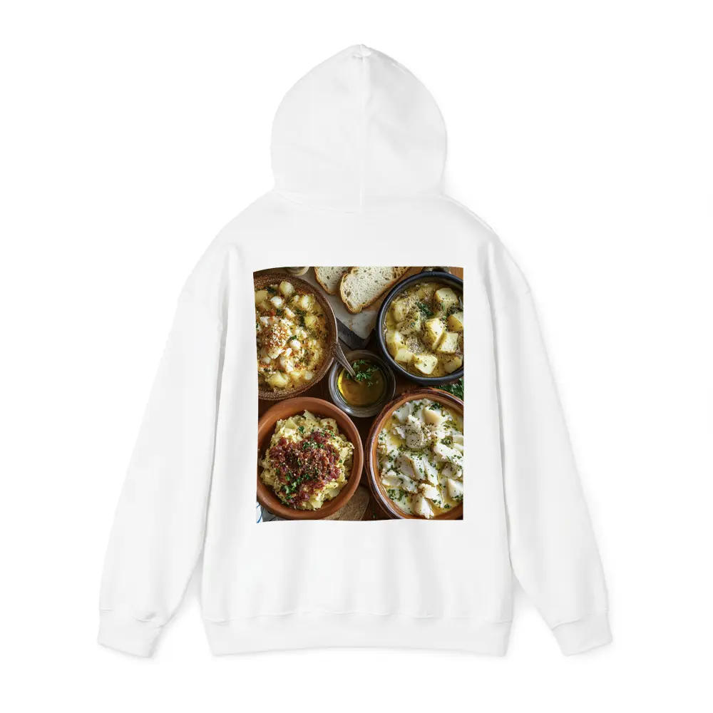 Bacalhau Cod Dishes Rustic Wooden Table – Hoodies