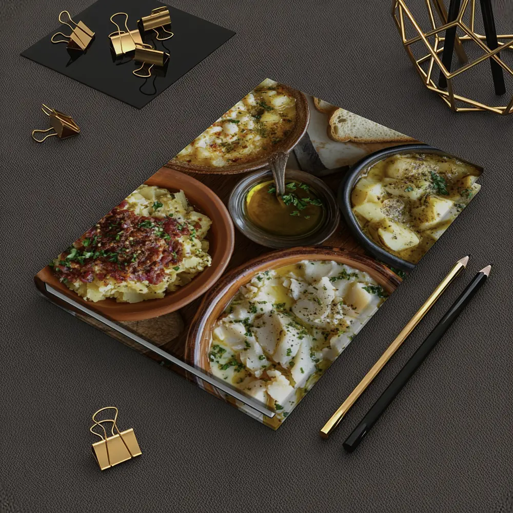 Bacalhau Cod Dishes Rustic Wooden Table – Notebooks