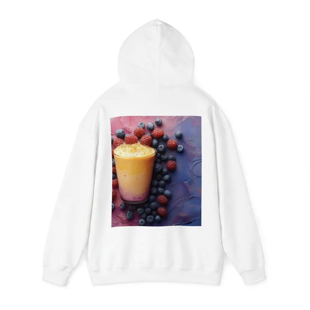 Berry Smoothie Glass on Colorful Painted Background – Hoodies