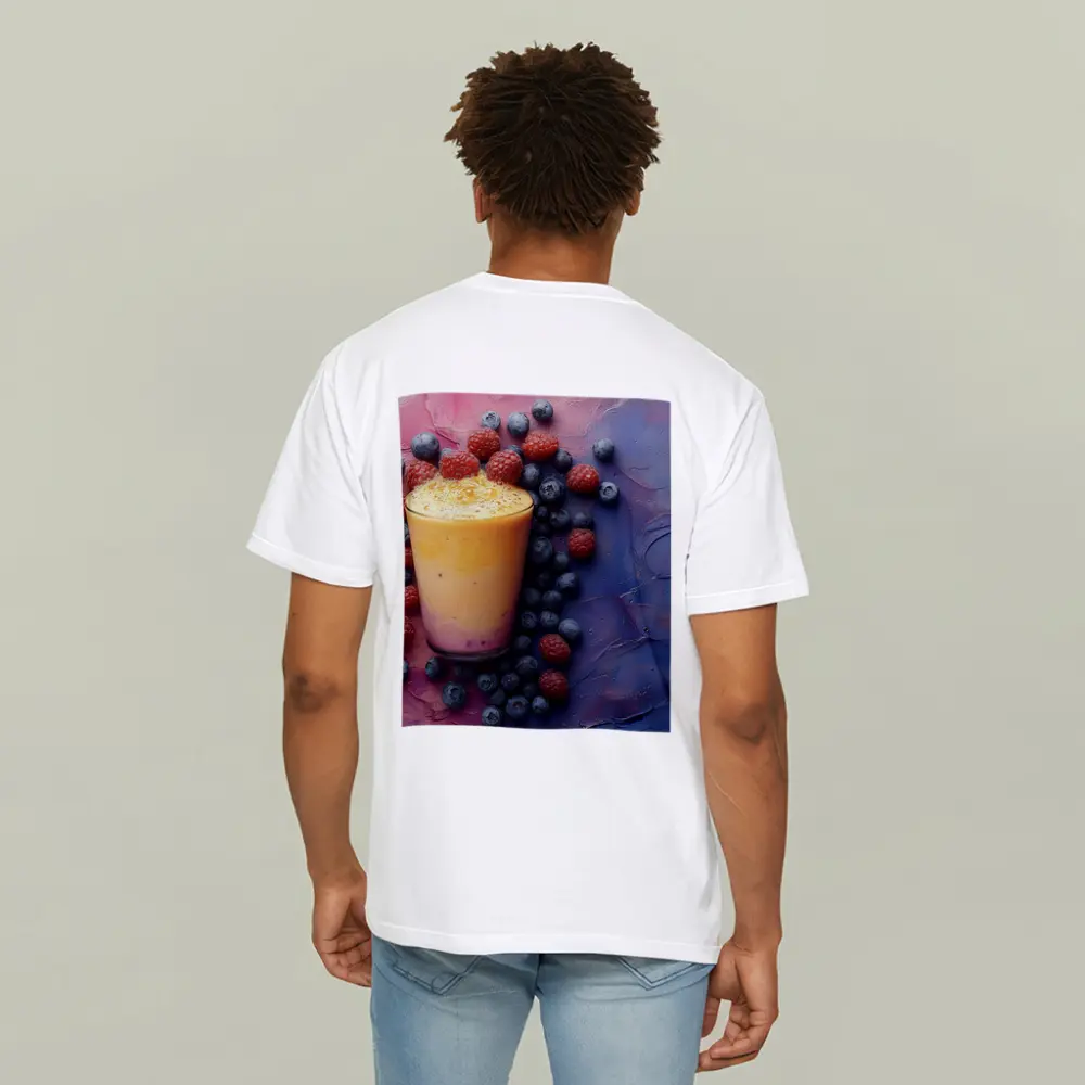 Berry Smoothie Glass on Colorful Painted Background – T-Shirts