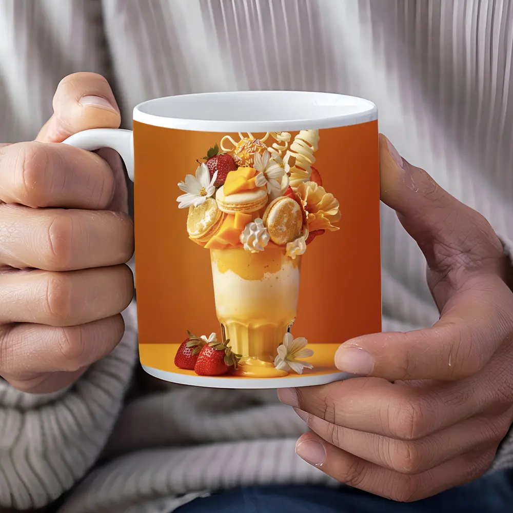 Mango Freakshake Dessert Orange Background – Mugs