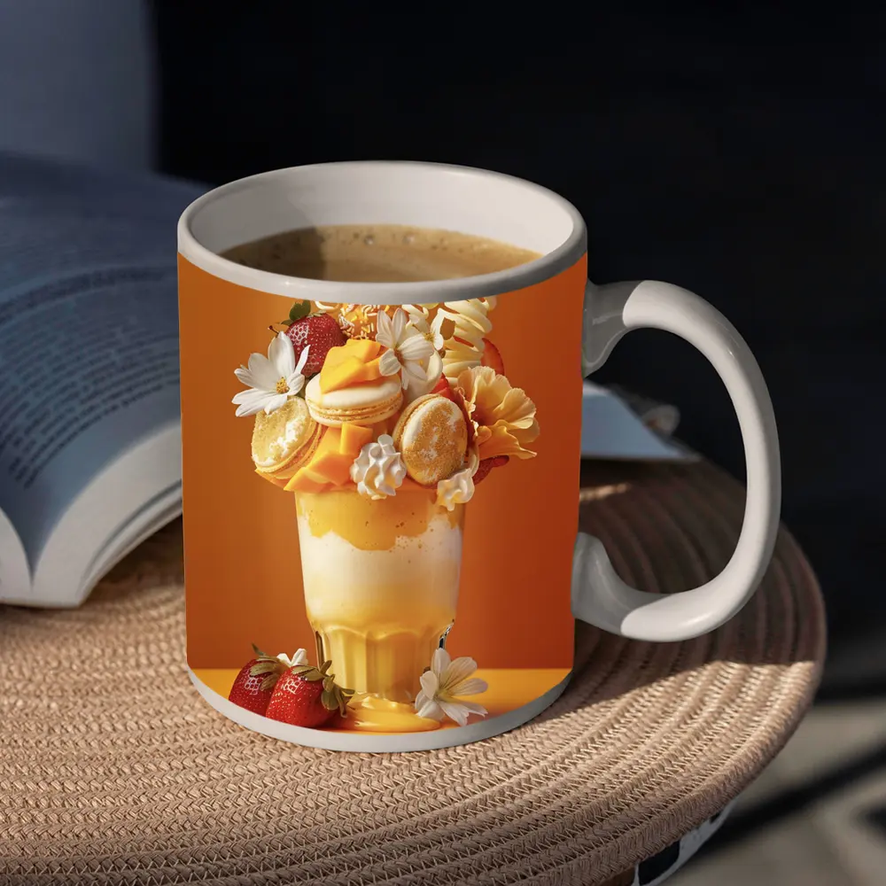 Mango Freakshake Dessert Orange Background – Mugs