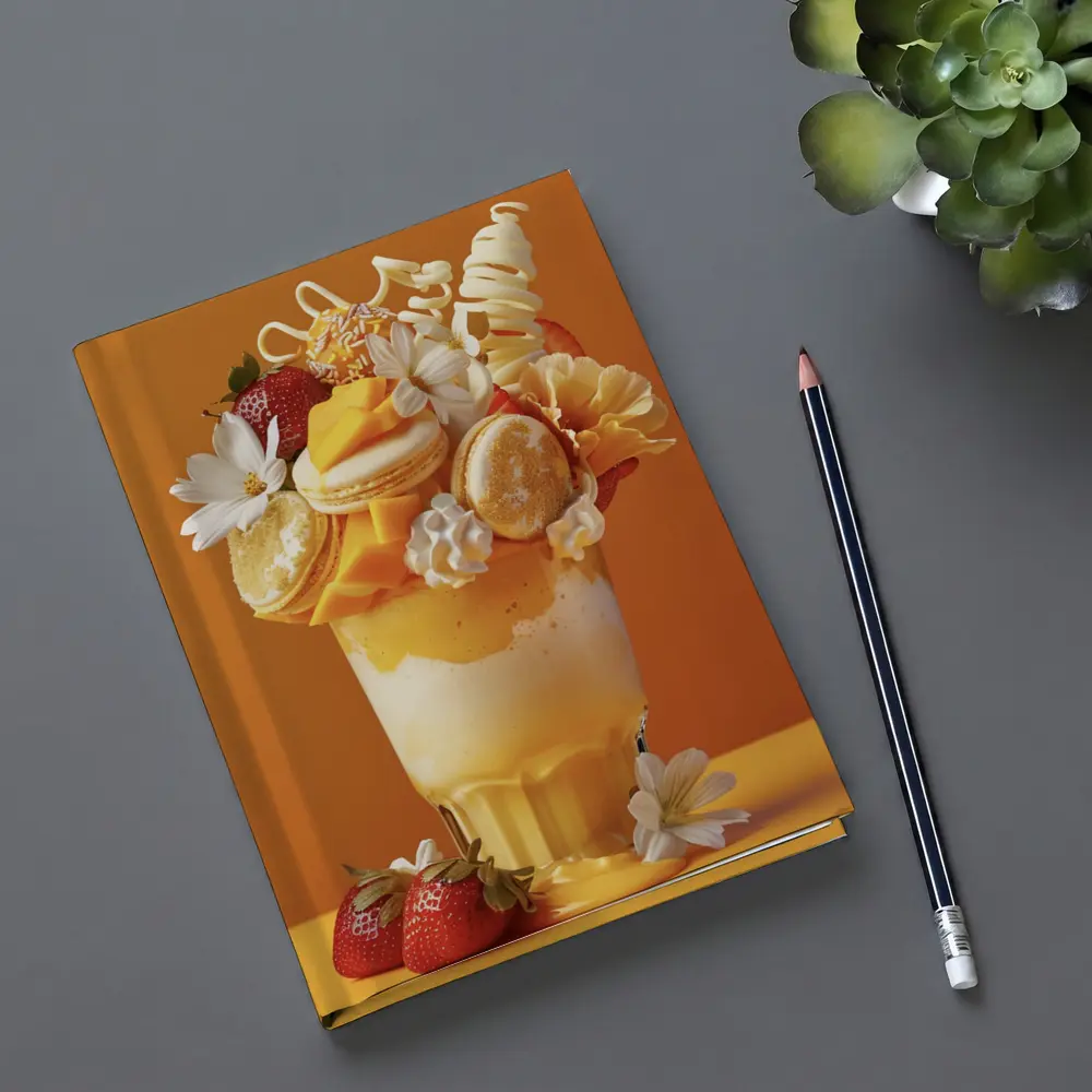 Mango Freakshake Dessert Orange Background – Notebooks
