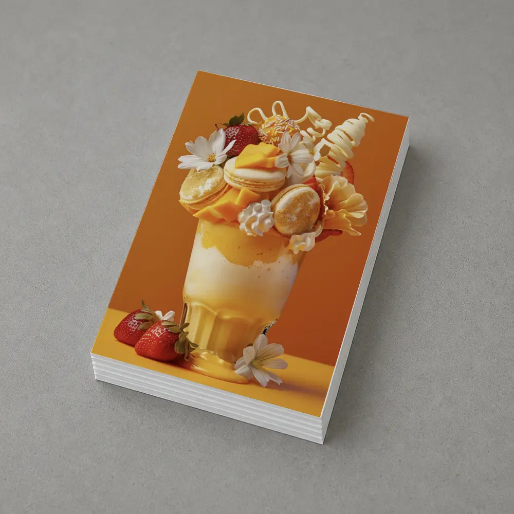 Mango Freakshake Dessert Orange Background – Postcards