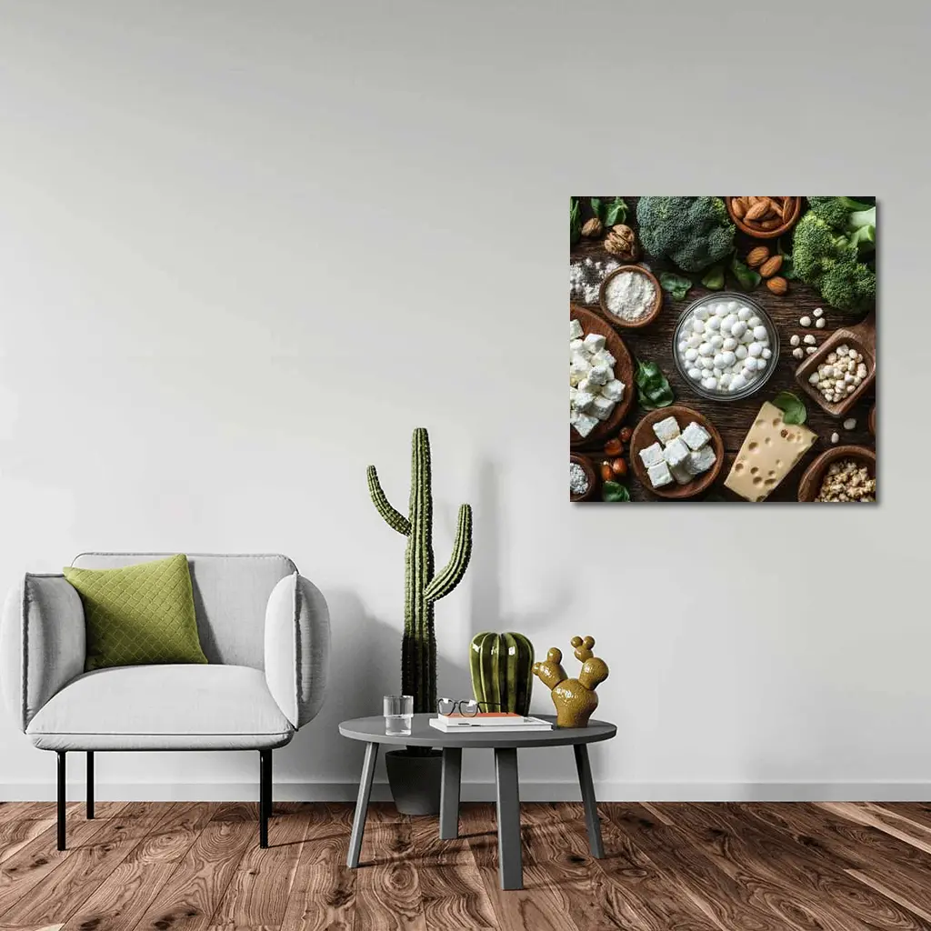 Calcium Rich Foods On Wooden Table – Wall Art