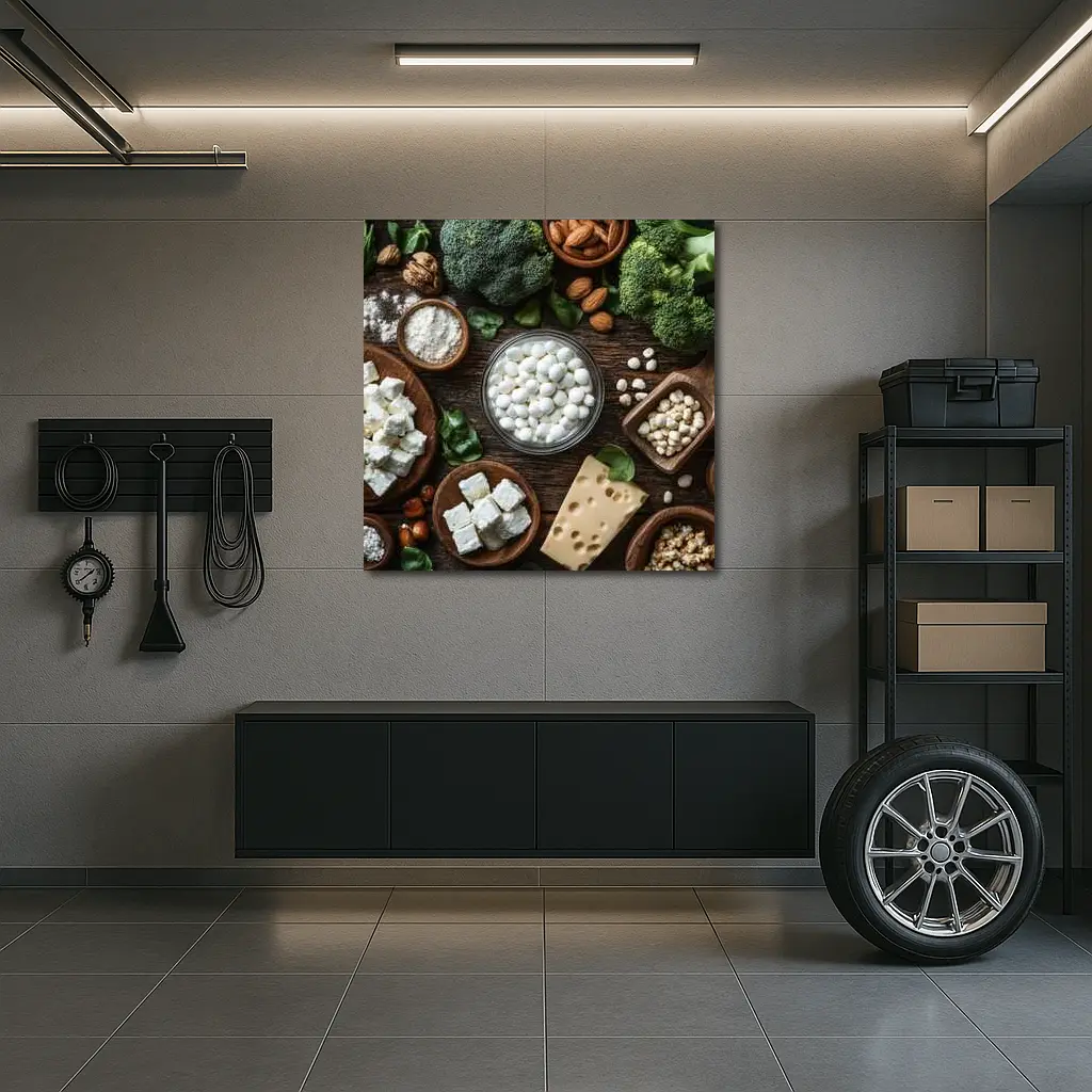 Calcium Rich Foods On Wooden Table – Wall Art