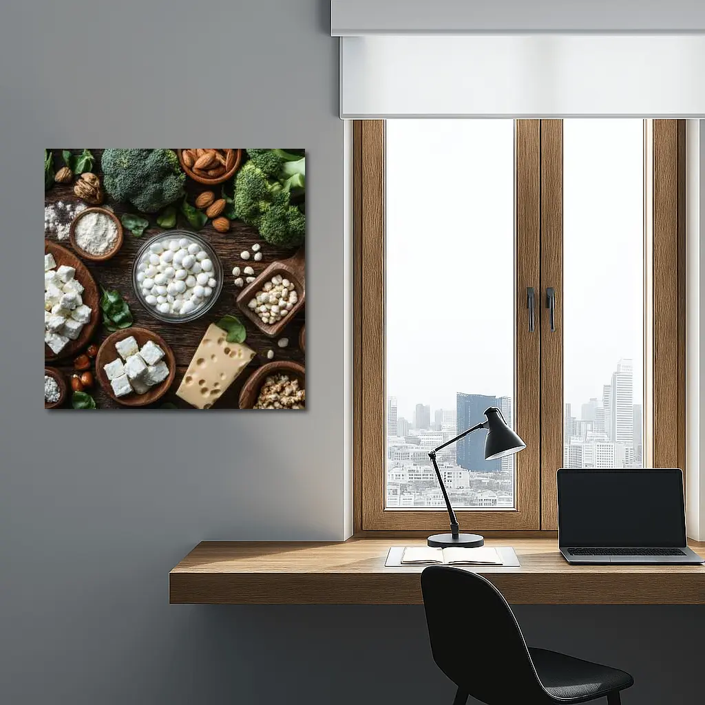 Calcium Rich Foods On Wooden Table – Wall Art