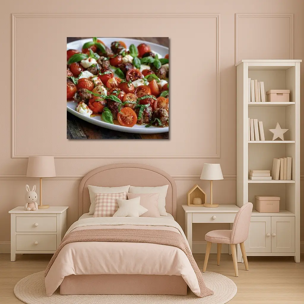 Meatballs Tomatoes Mozzarella Basil Italian Platter – Wall Art