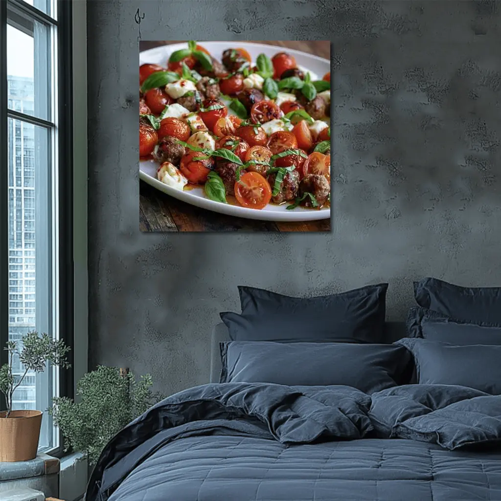 Meatballs Tomatoes Mozzarella Basil Italian Platter – Wall Art