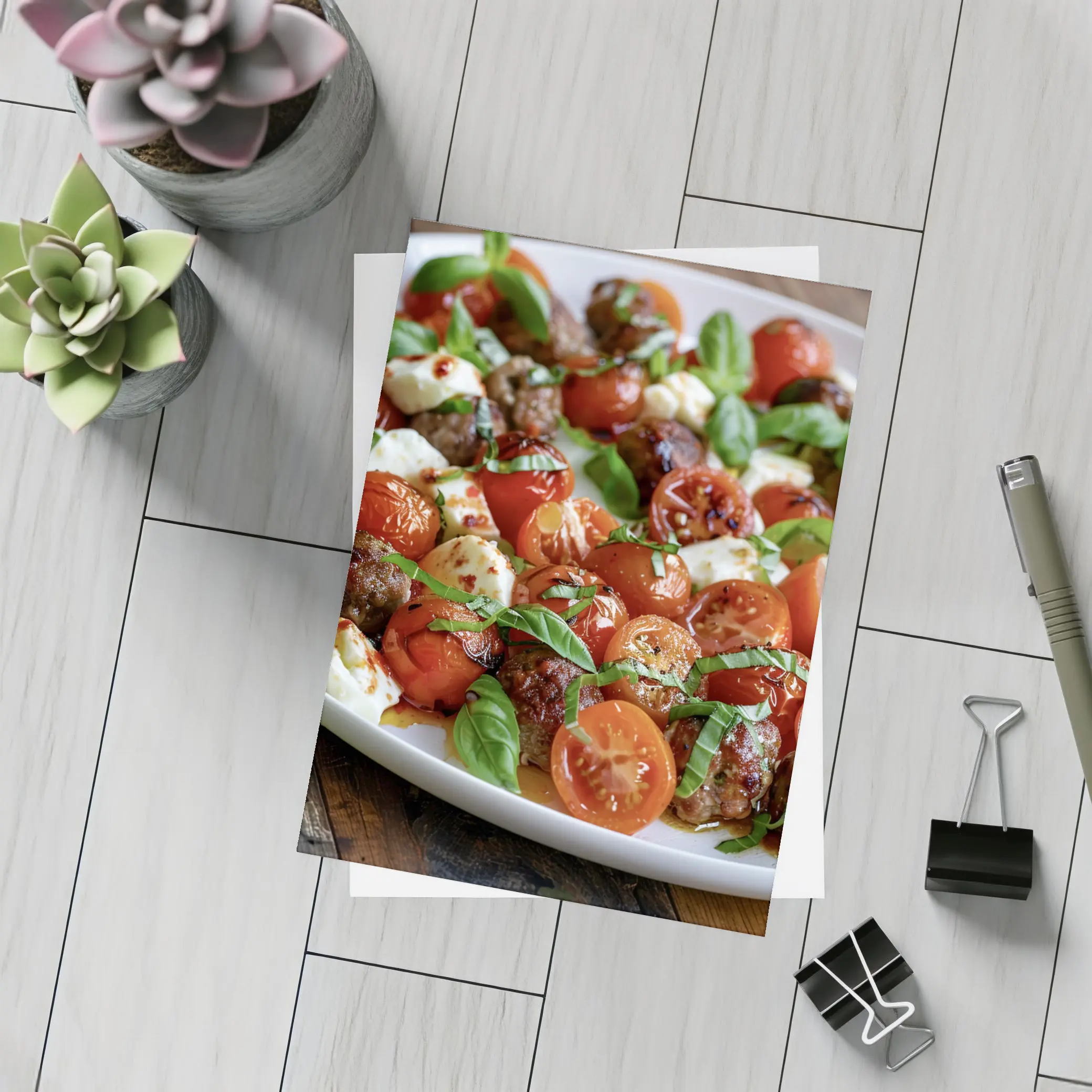 Meatballs Tomatoes Mozzarella Basil Italian Platter – Postcards