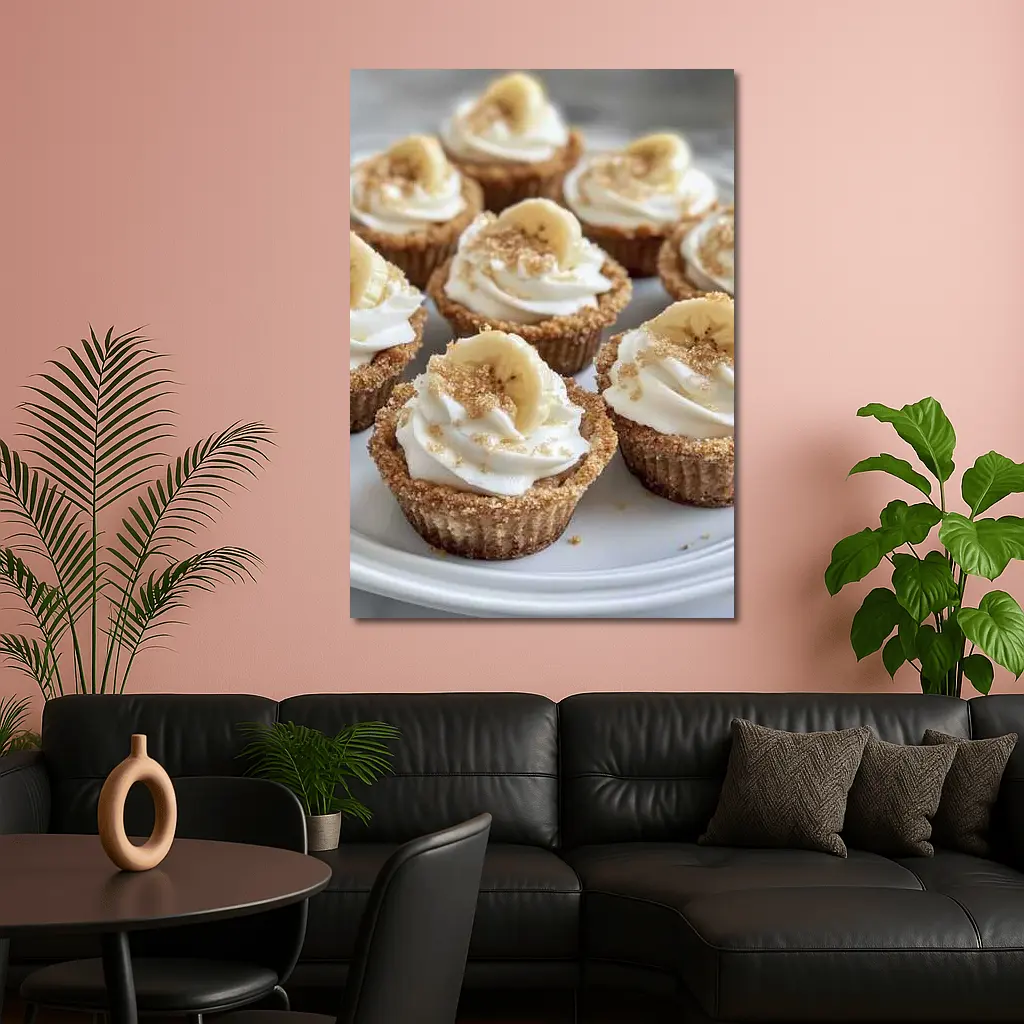 Mini Banana Cream Cheesecakes White Plate – Wall Art