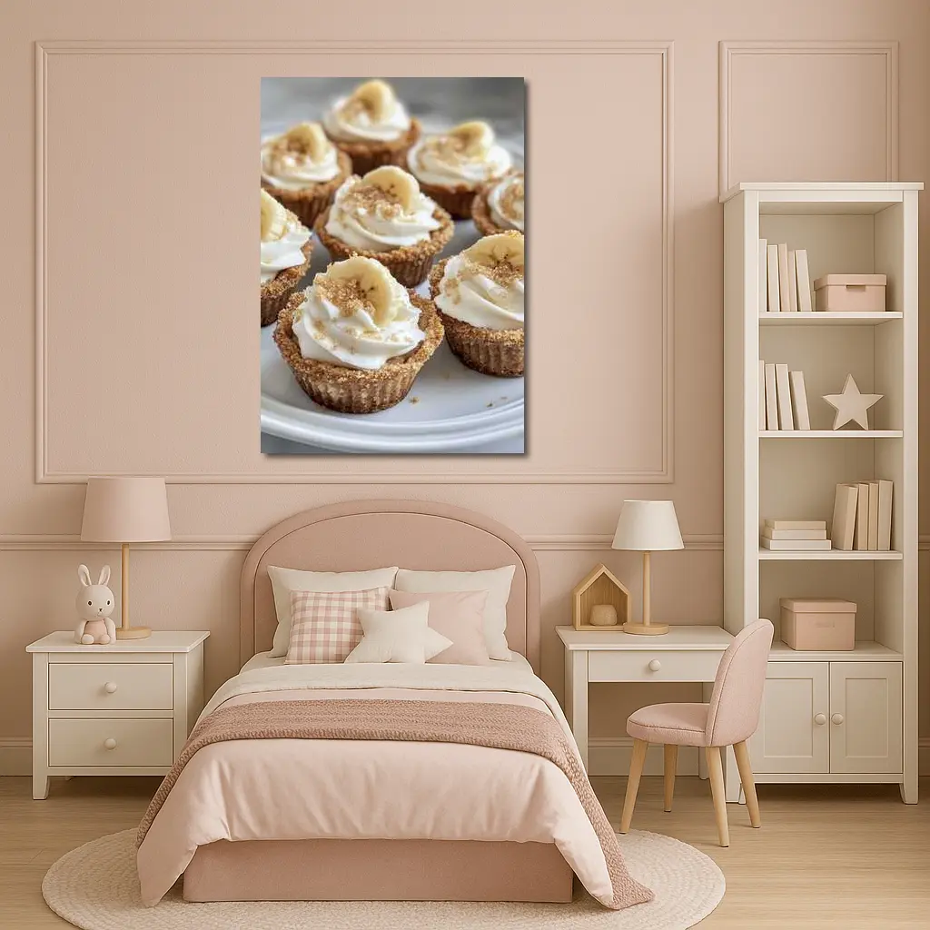 Mini Banana Cream Cheesecakes White Plate – Wall Art