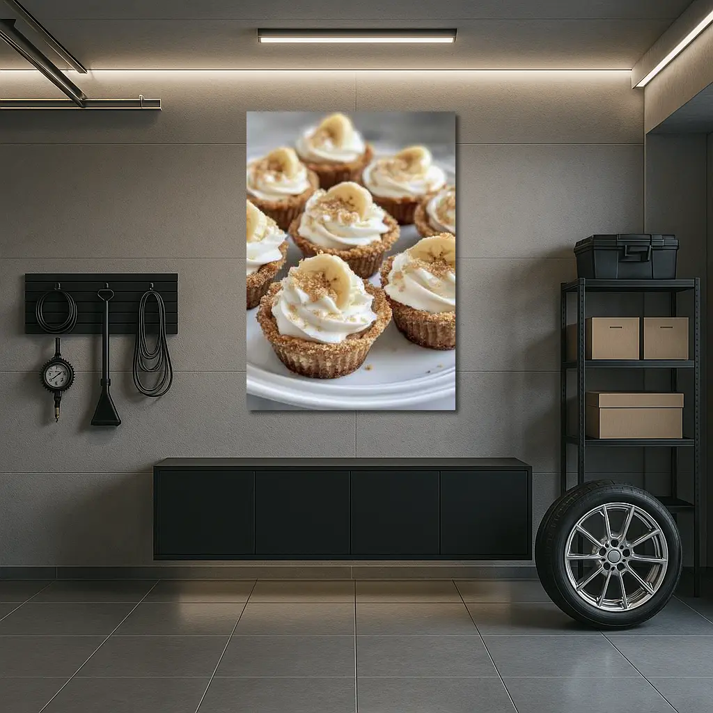 Mini Banana Cream Cheesecakes White Plate – Wall Art