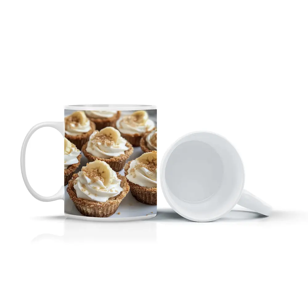 Mini Banana Cream Cheesecakes White Plate – Mugs