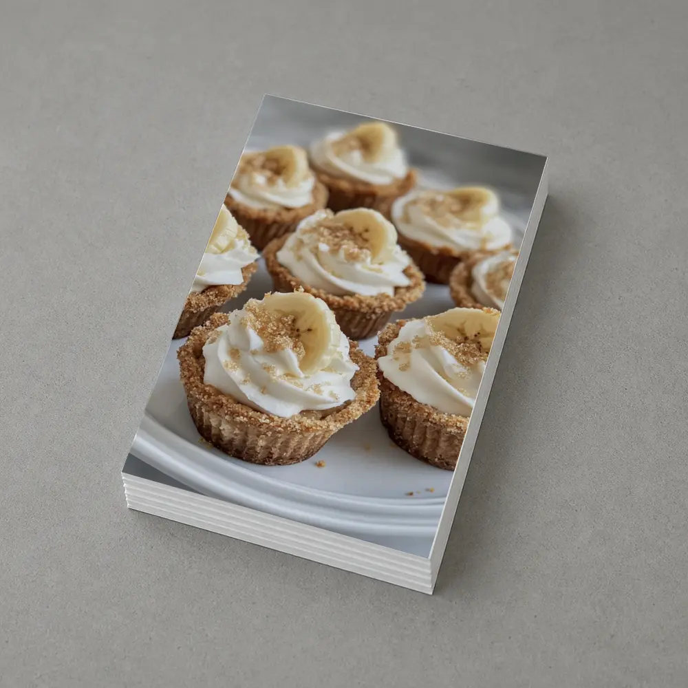 Mini Banana Cream Cheesecakes White Plate – Postcards