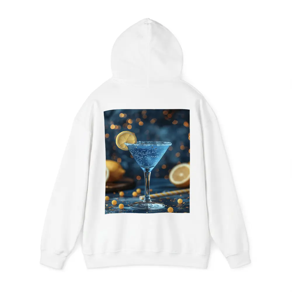 Blue Lemon Martini Cocktail Bokeh Background – Hoodies
