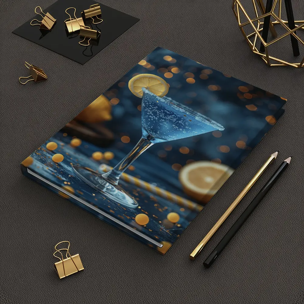 Blue Lemon Martini Cocktail Bokeh Background – Notebooks