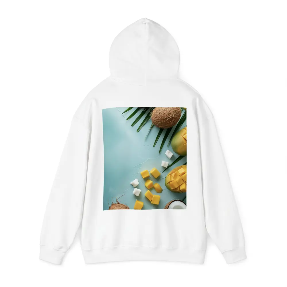 Tropical Mango Coconut Fruit Light Blue Background – Hoodies