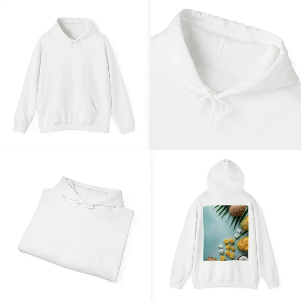 Tropical Mango Coconut Fruit Light Blue Background – Hoodies