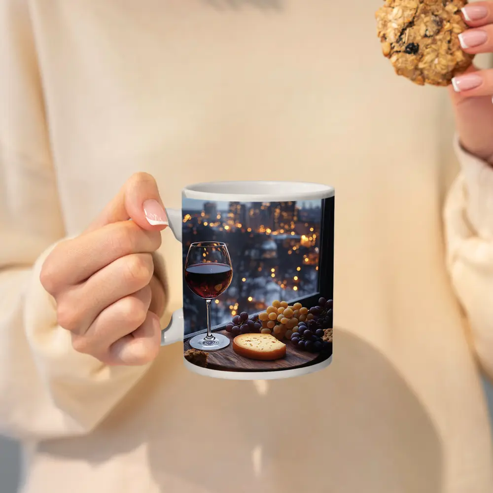 Red Wine Cheese Board City Night View – Mugs