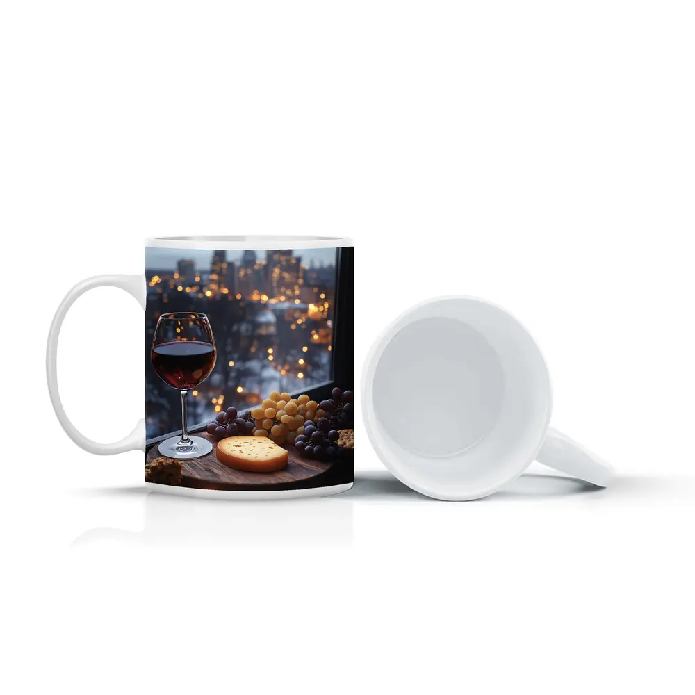 Red Wine Cheese Board City Night View – Mugs
