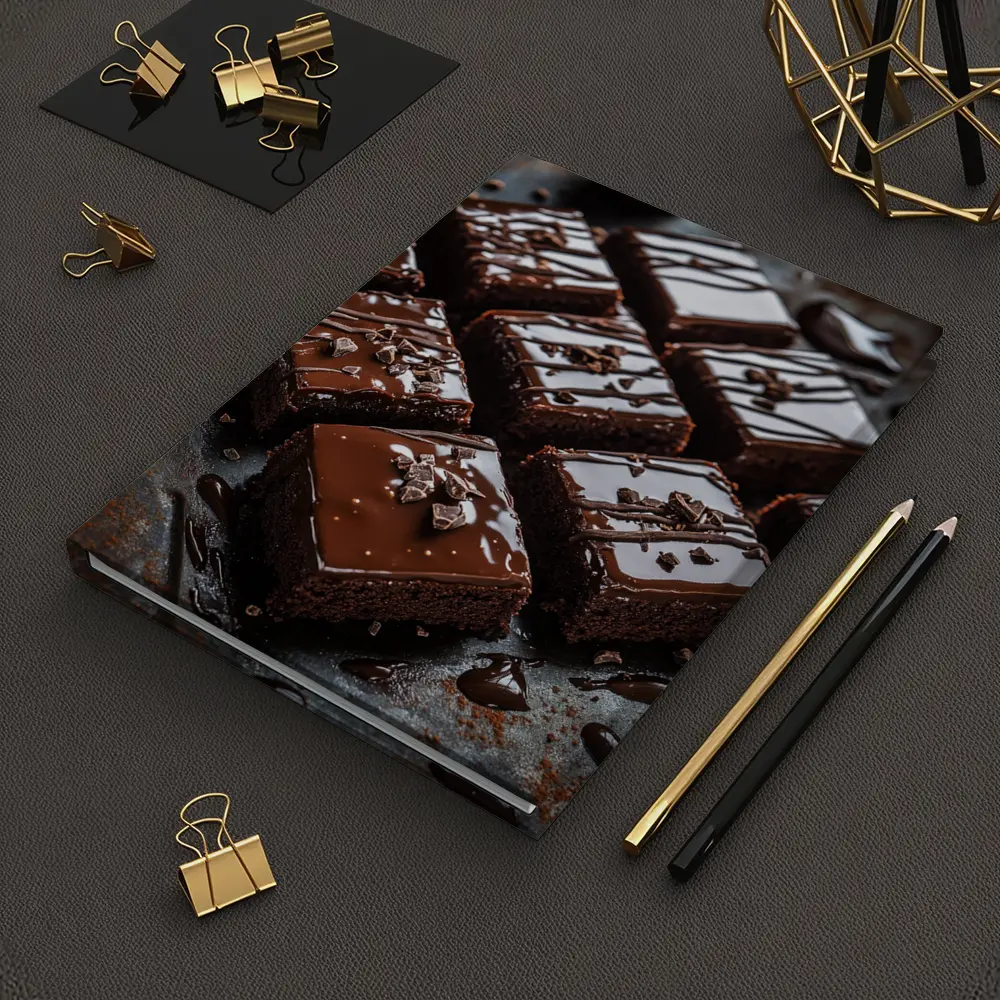 Chocolate Brownies With Ganache Dark Background – Notebooks