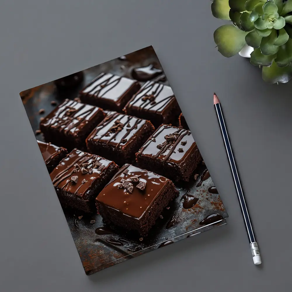 Chocolate Brownies With Ganache Dark Background – Notebooks
