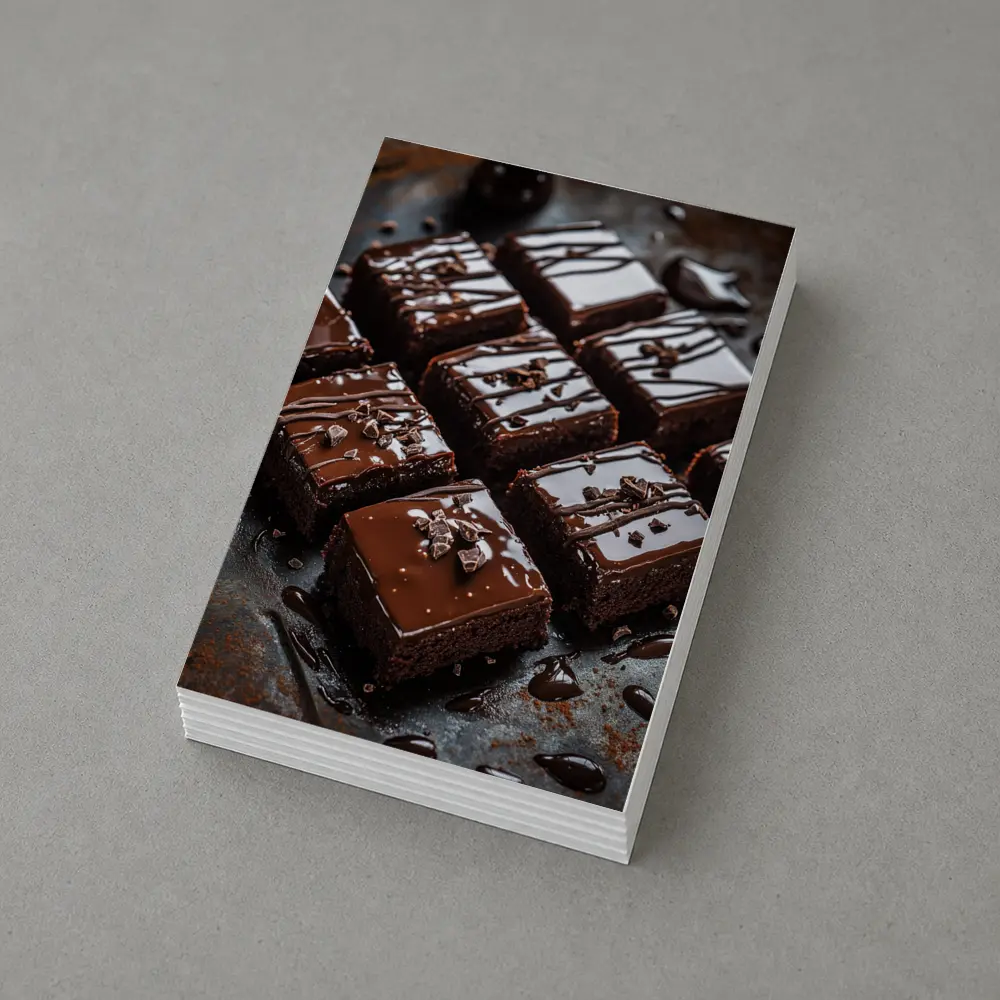 Chocolate Brownies With Ganache Dark Background – Postcards