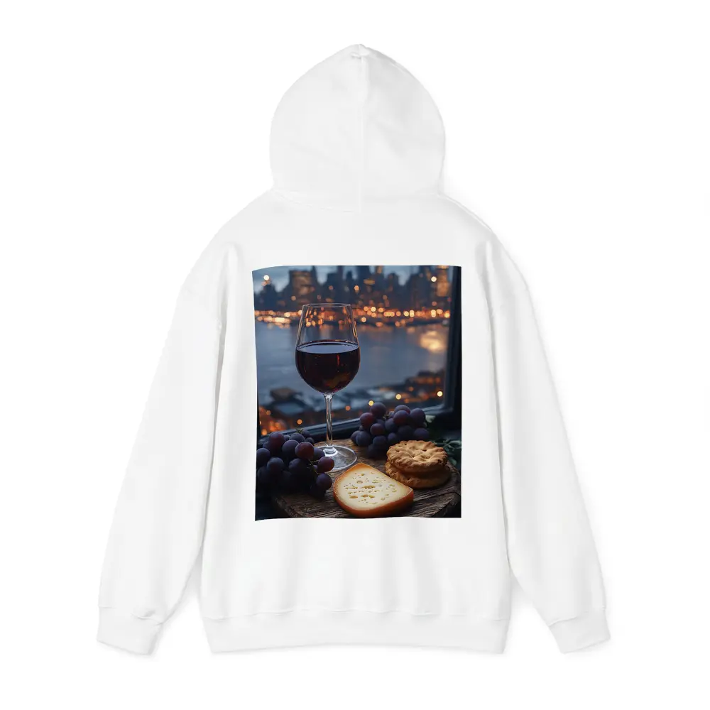 Red Wine Cheese Grapes City Night – Hoodies