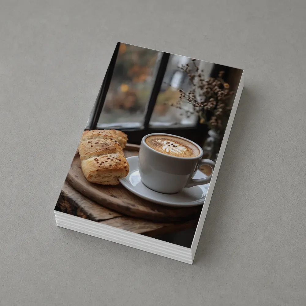 Latte Art Coffee Cup Bread Window Morning – Postcards