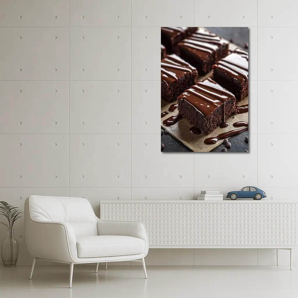 Chocolate Brownies With Glossy Ganache Drizzle – Wall Art