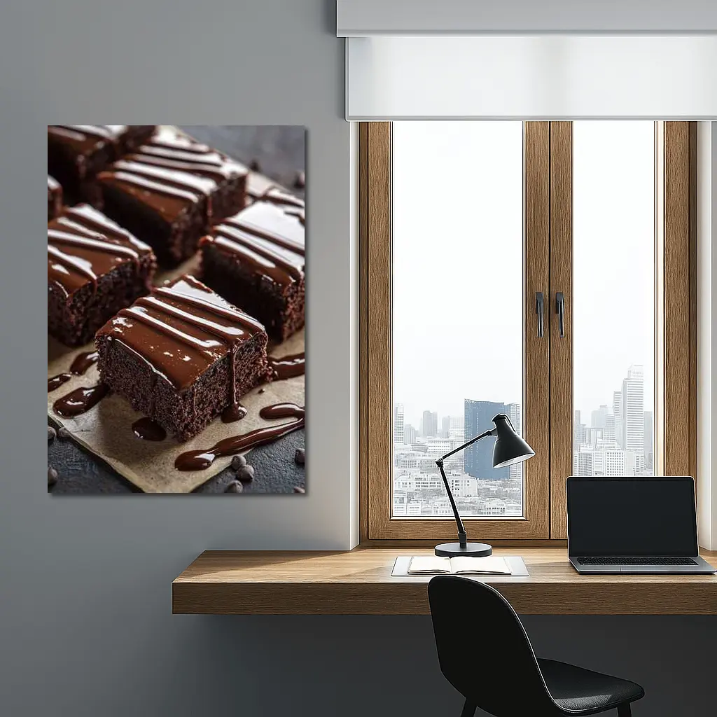 Chocolate Brownies With Glossy Ganache Drizzle – Wall Art