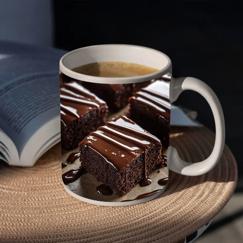 Chocolate Brownies With Glossy Ganache Drizzle – Mugs