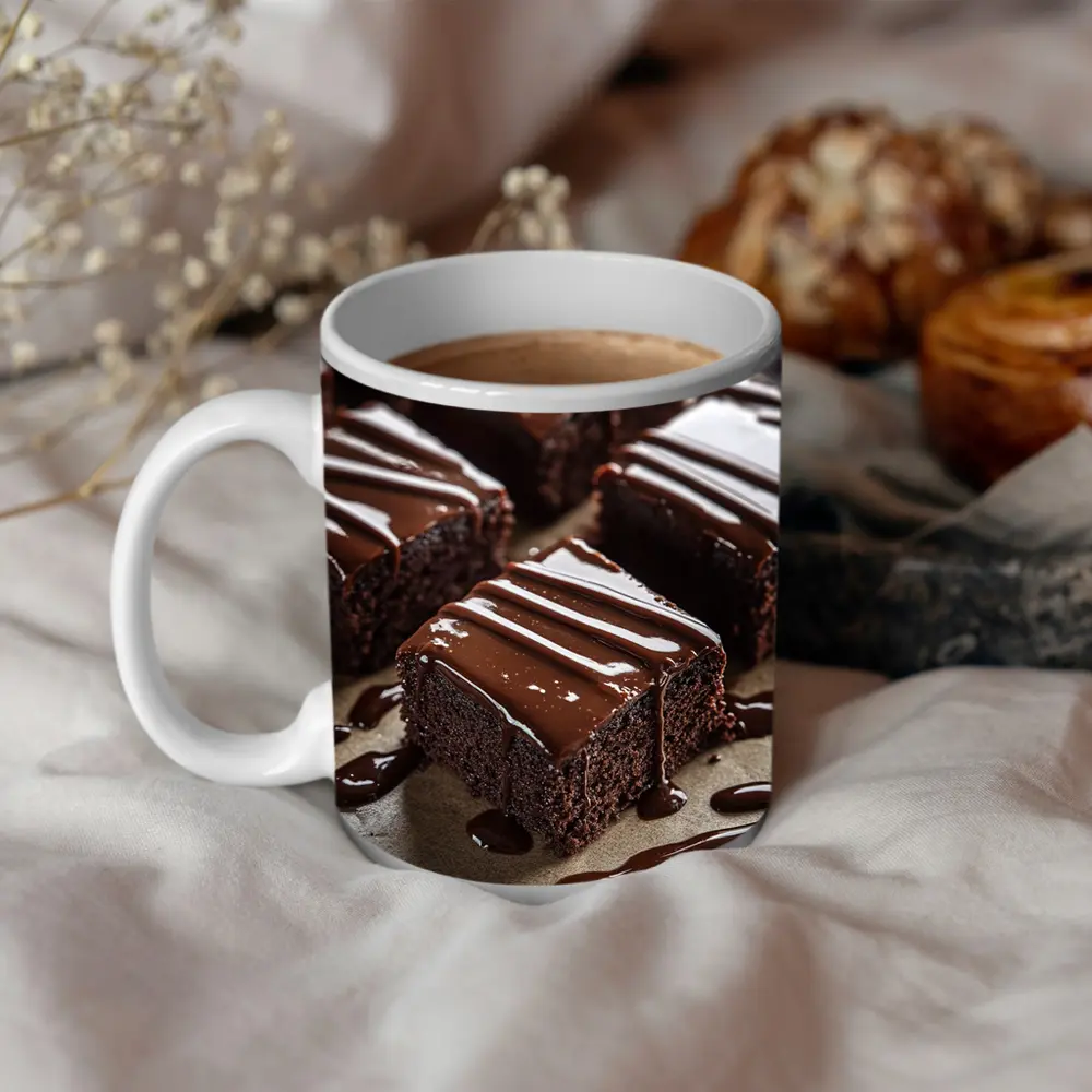 Chocolate Brownies With Glossy Ganache Drizzle – Mugs