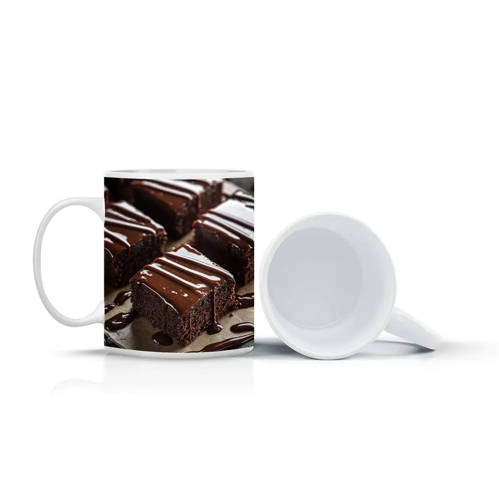 Chocolate Brownies With Glossy Ganache Drizzle – Mugs