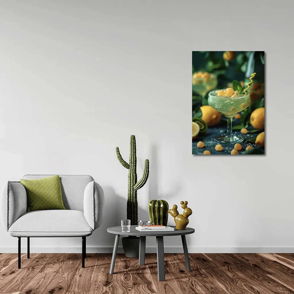 Citrus Cocktail Glass With Lemon Fruit – Wall Art