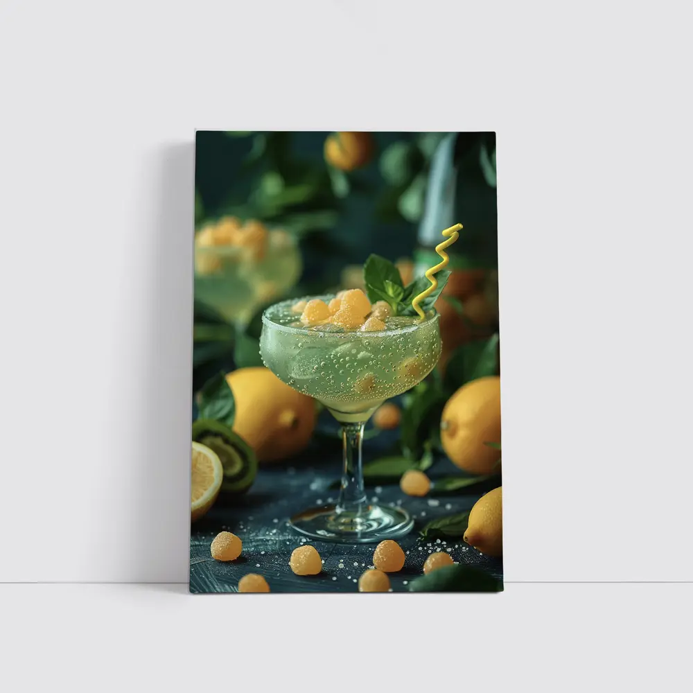 Citrus Cocktail Glass With Lemon Fruit – Wall Art