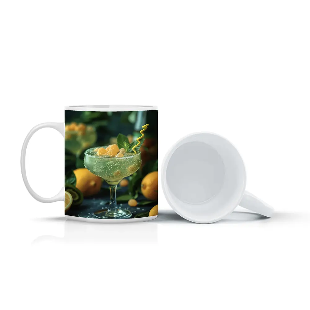 Citrus Cocktail Glass With Lemon Fruit – Mugs