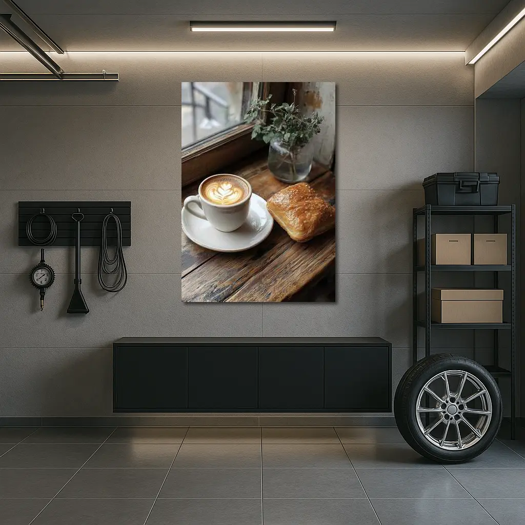 Latte Art Coffee Pastry Rustic Window – Wall Art